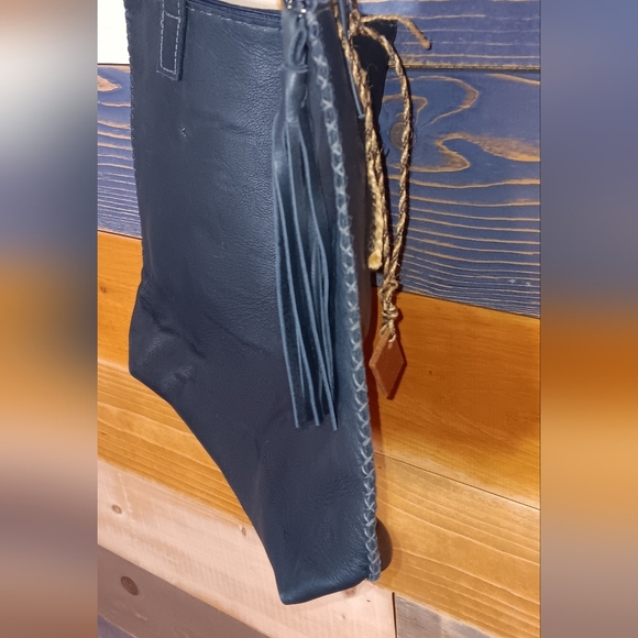 Leather Tote NWT Navy Blue Bohemian - Picture 6 of 7